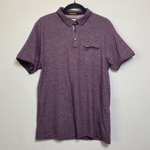 CACTUS MAN Ricky Singh Mens Burgundy Heathered Polo Shirt Short Sleeve Pocket XL